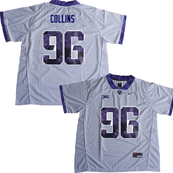Men #96 Dennis Collins TCU Horned Frogs College Football Jerseys Sale-White